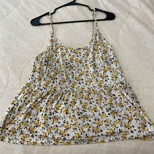 American Eagle Soft and Sexy Yellow and White Floral Babydoll Tank